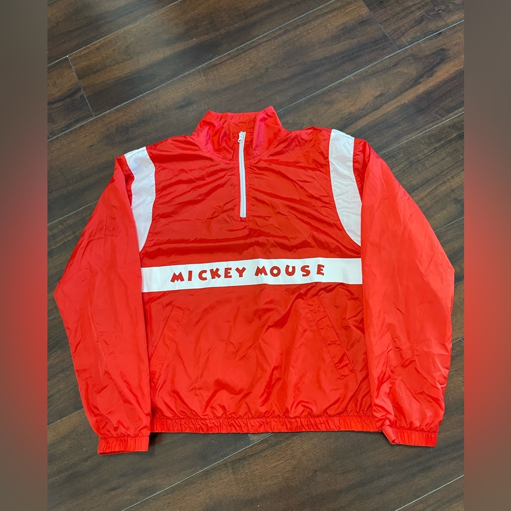 Disney Windbreaker Jacket Mickeys Cosmic Adventure Red Pullover Windbreaker L